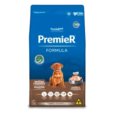 Racao Premier Formula Caes Filhotes Racas Grandes e Gigantes Frango 15kg frente